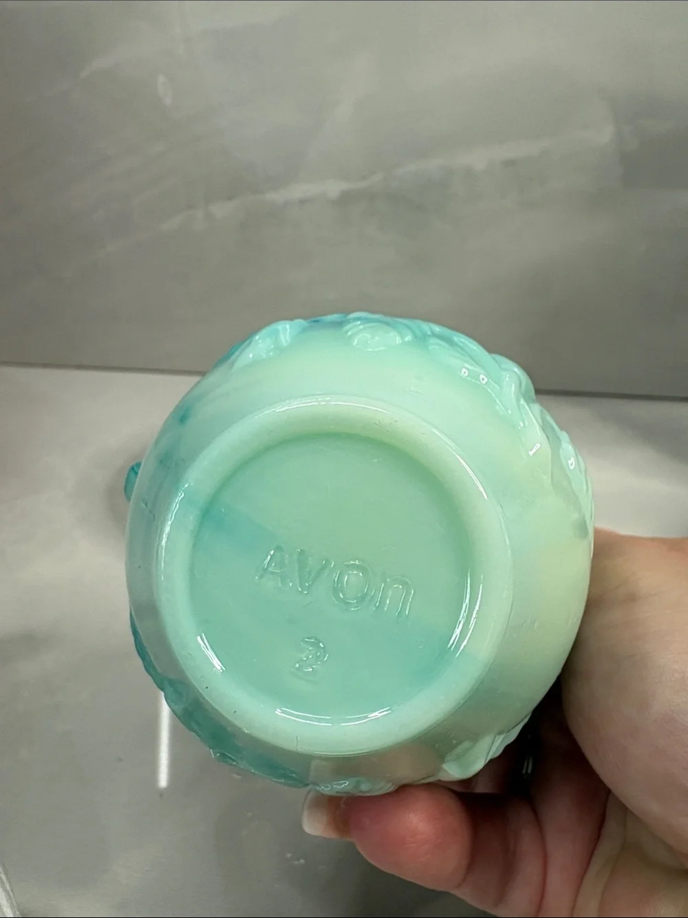 Vintage 1971 Avon Victoriana Skin So Soft Jadeite Slag Glass Pitcher & Bowl Set